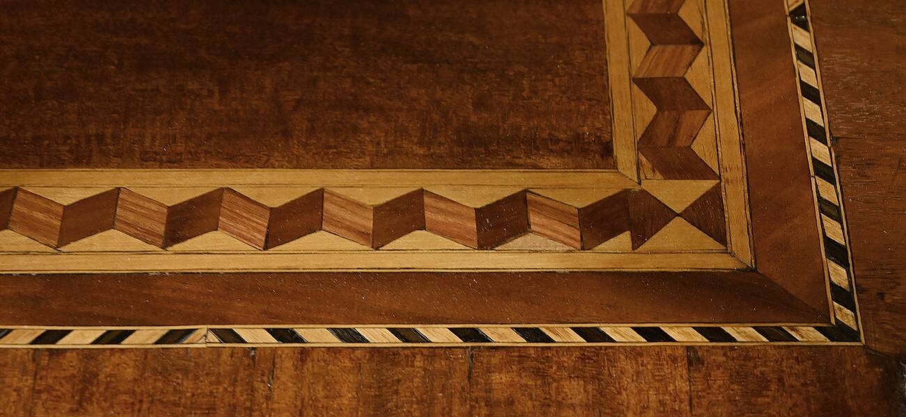 Rare small marquetry display cabinet, louis xvi style – mid 19th century