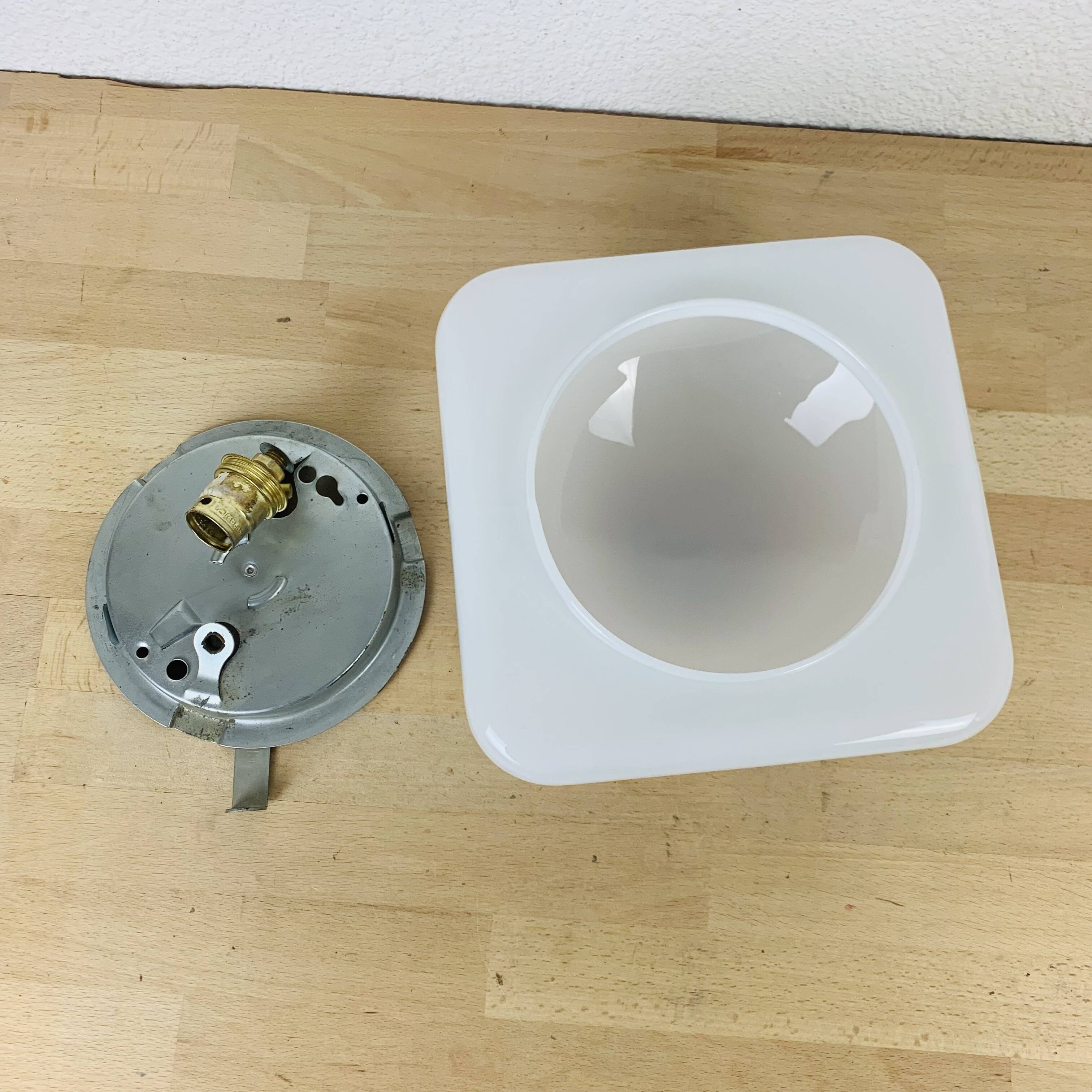 Vintage square opaline wall light