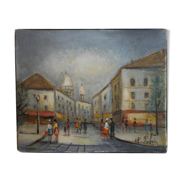 Michel Pabois - Montmartre before the storm - Oil on canvas signed.