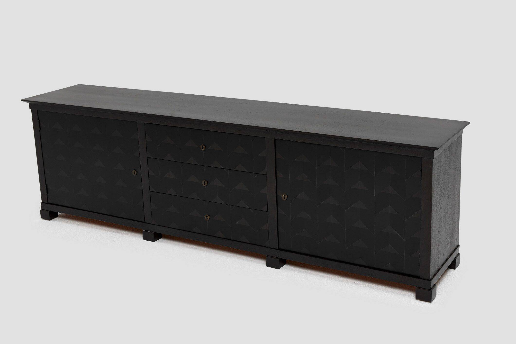 Brutalist Oak Craftsmanship Sideboard, 1960s/70s, Germany, Brass Accents