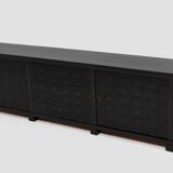 Brutalist Oak Craftsmanship Sideboard, 1960s/70s, Germany, Brass Accents