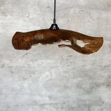 Medium pendant light in corrugated teak leaf (Medium D:50 H:20)