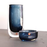 Vintage Scandinavian Art Glass Vase & bowl by Nils Landberg for Orrefors