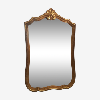 Miroir style Louis XV en bois doré - 80x51cm
