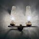 Vintage double wall light • steel, brass & glass • 1950