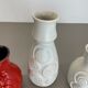 Set of 4 Red-White Fat Lava Op Art Pottery Vases by Bay Ceramics, Germany