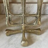 Vintage solid brass brutalist candle holder