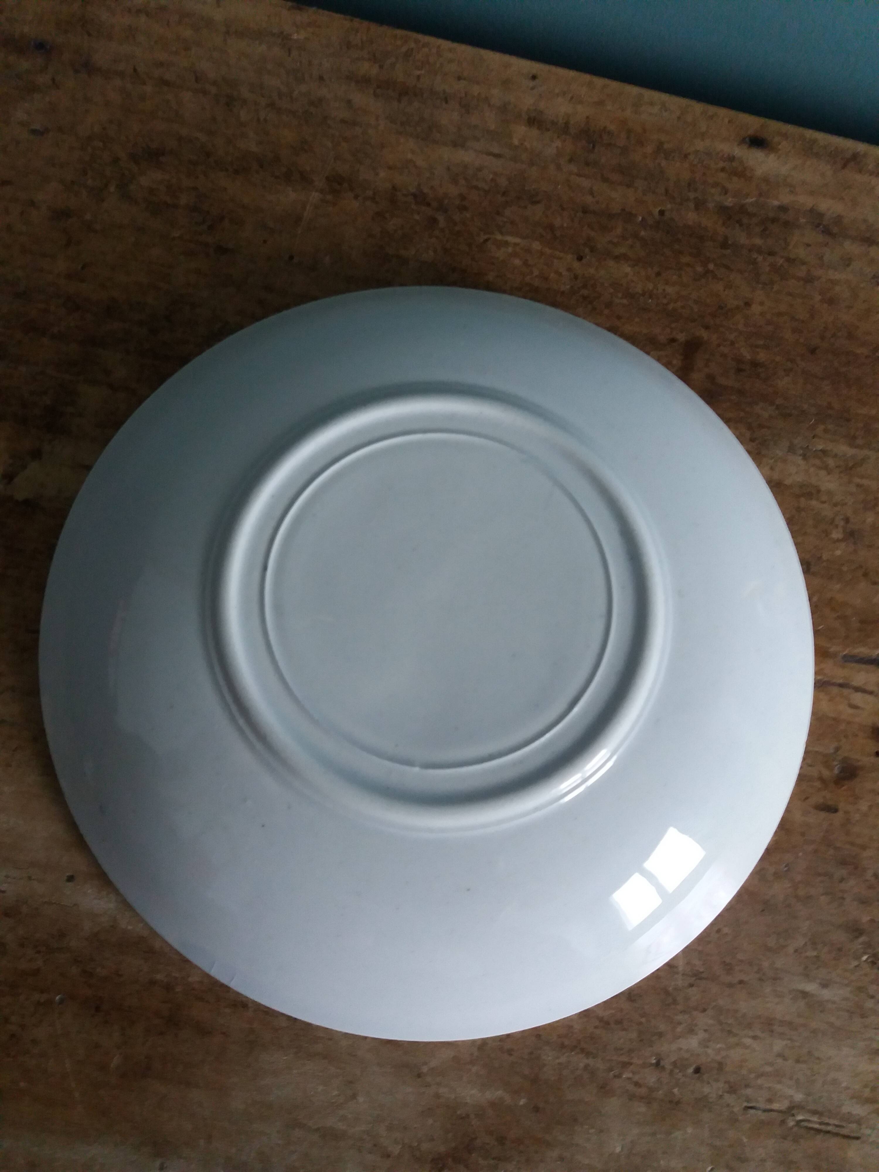 Assiettes Saint Amand Lebacqz & Bouchart décor Colombier début 20ième