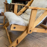 Pair of pine garden armchairs