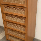 Oak and rattan 1950s