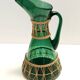 Green Hand Blown Glass and Wicker Jug / Vase, Empoli, Italy