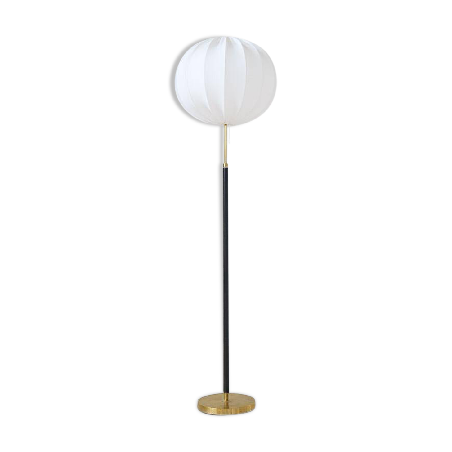 Mid-century black leather floor lamp by Falkenbergs Belysning, Sweden, 1960s.
