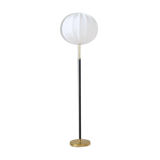 Mid-century black leather floor lamp by Falkenbergs Belysning, Sweden, 1960s.