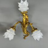 Pair of Rococo Style Gilt Bronze Wall Sconces, Late 19th Century