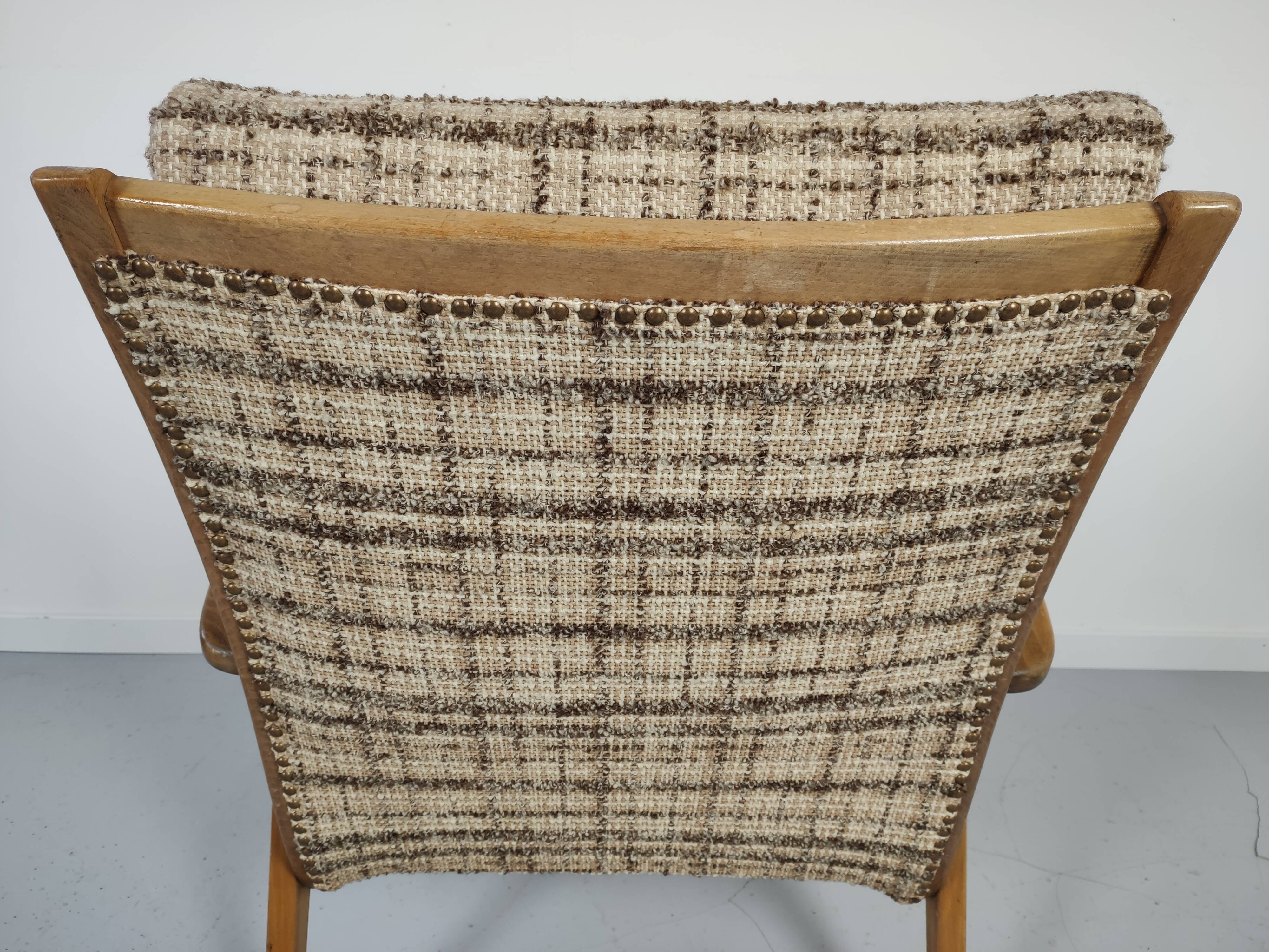 Paire de fauteuils vintage bois tissus 1960s