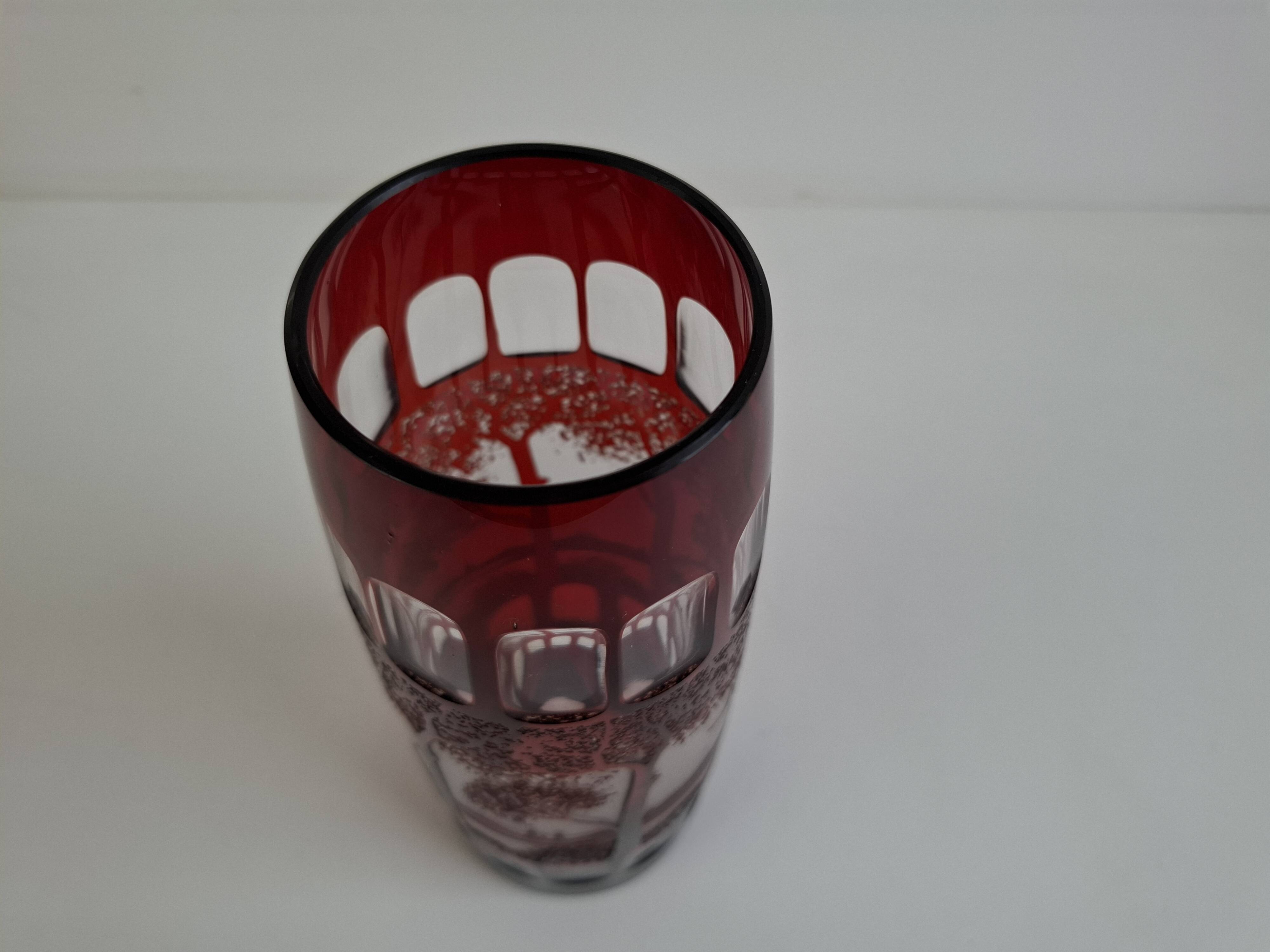 Egermann Art Deco Ruby Cut Overlay Vase, Czechoslovakia, circa 1920