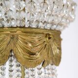 Antique Prism Chandelier Decorated In Brass, Bronze & Crystals From 1890s