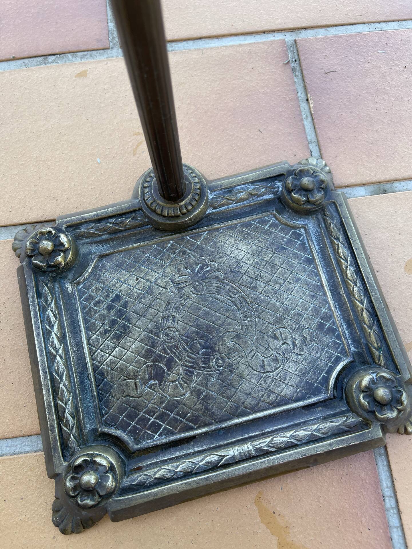 Vintage brass umbrella stand, walking stick holder