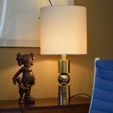 Italian Late 1960s Brass Table Lamp with Ivory Colored Shade