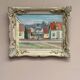Original| Mid Century Oil on Canvas – “Village Street with Houses” By N.T.