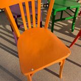 Set of 8 multi-colored bistro chairs