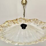 Suspension Murano frosted glass with orange splashes