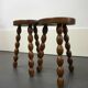 Pair of turned stools in brutalist style