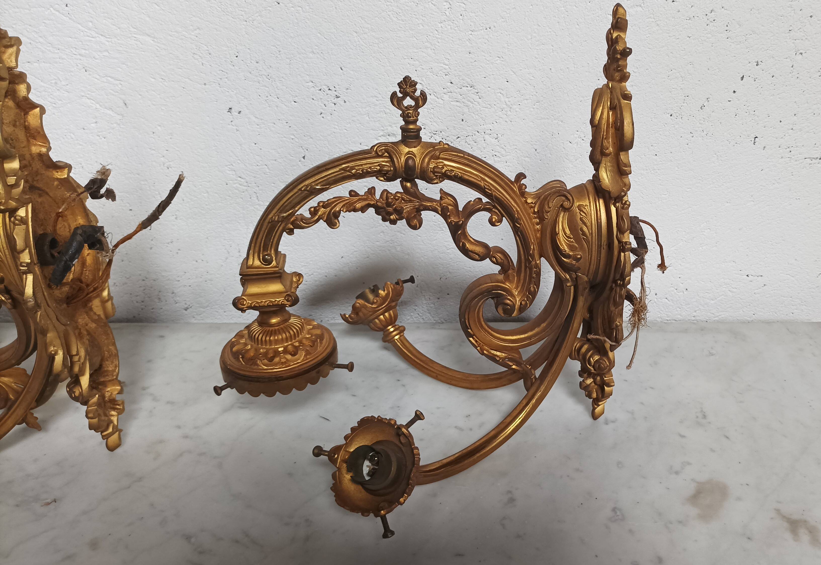 Pair of large Napoleon III bronze wall lights