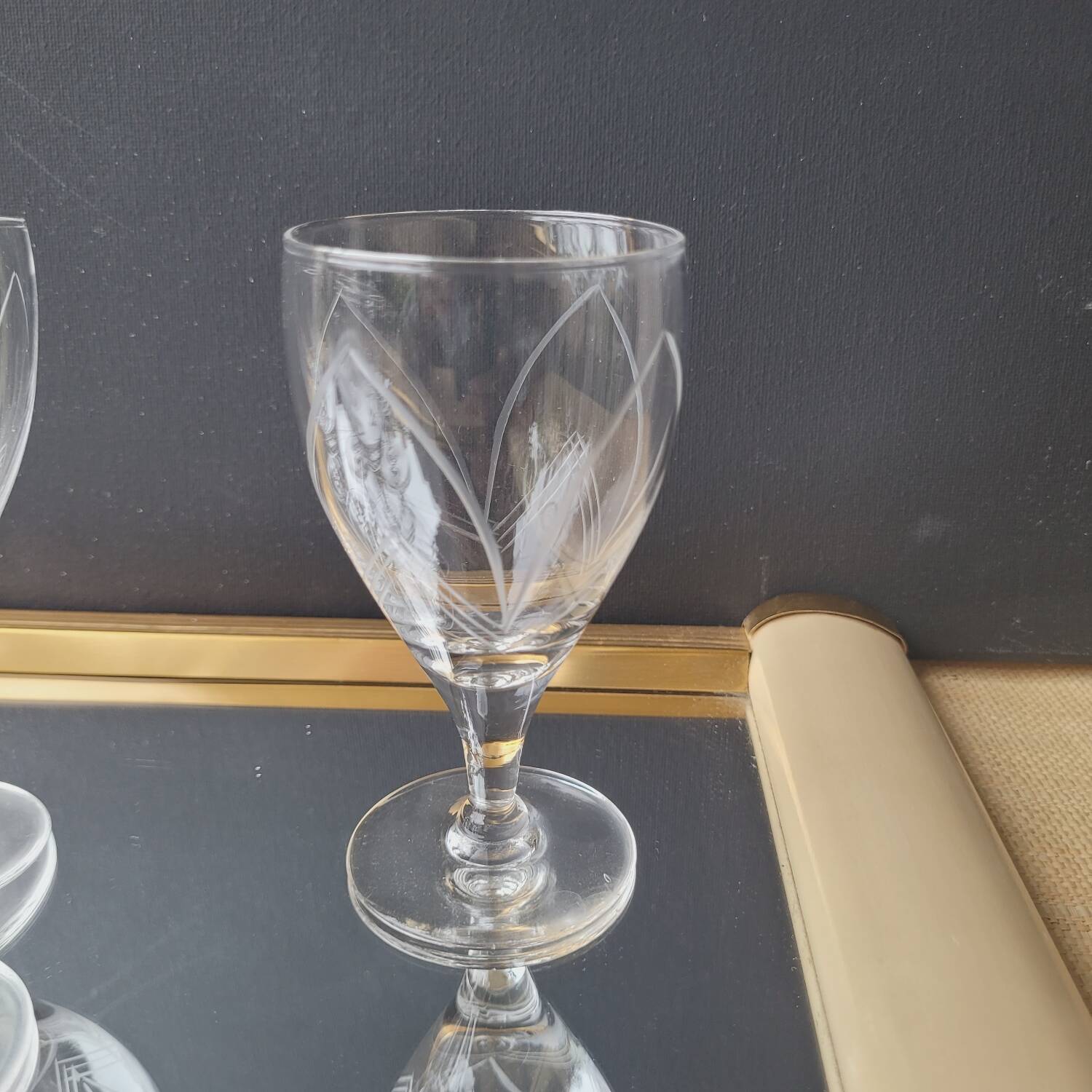 60's chiseled stemmed glasses