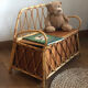 Vintage rattan storage bench for children, 1960s