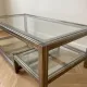 1970s Roméo Rega coffee table in glass and chrome metal.