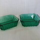 Emerald green glass ramekins Arcoroc, crystal glassware from Arques.