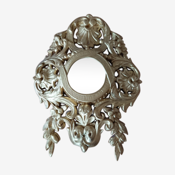 Sculpted round mirror Regency Louis XV style