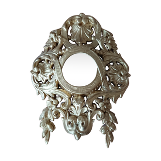 Sculpted round mirror Regency Louis XV style