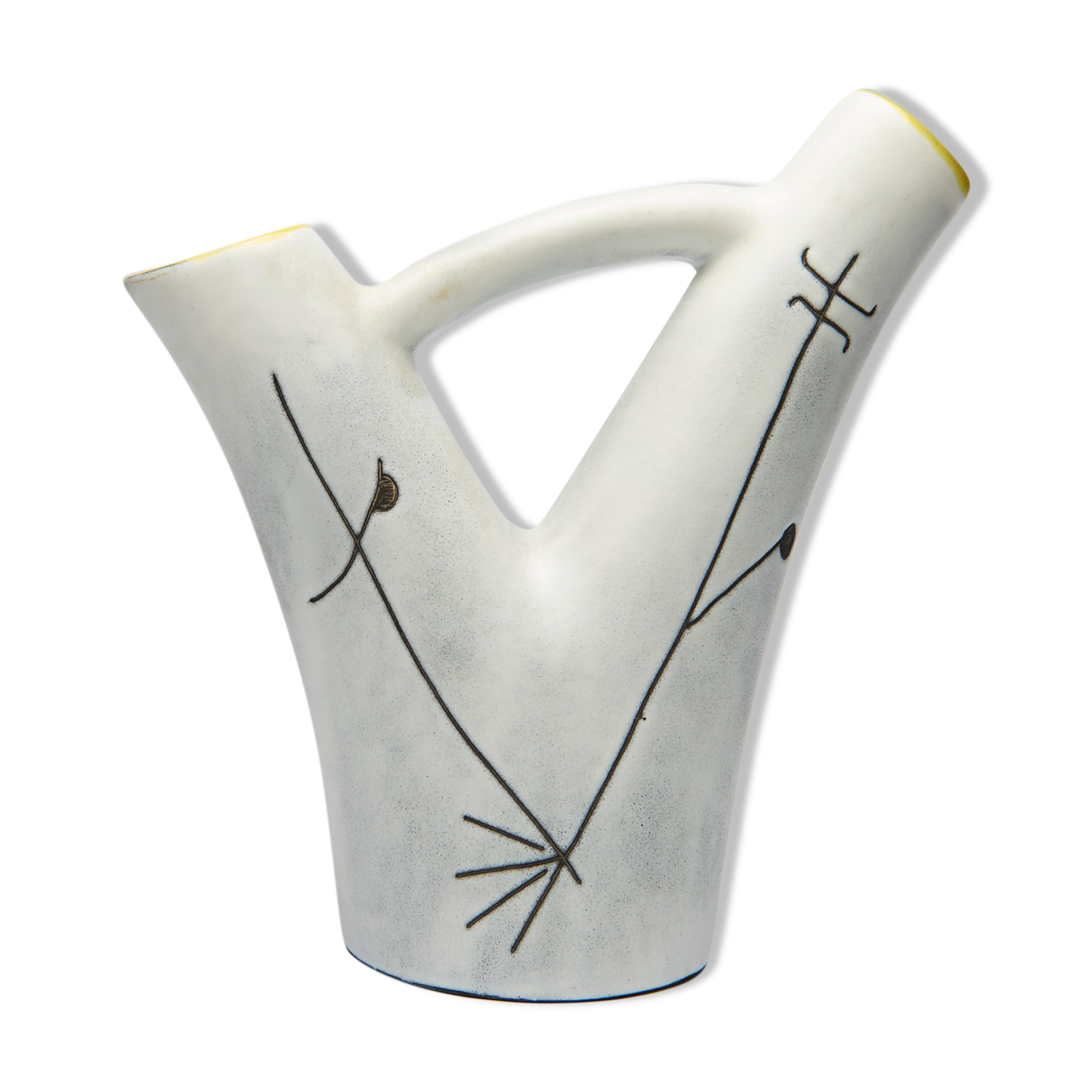 vase with double white and yellow collar, 60s