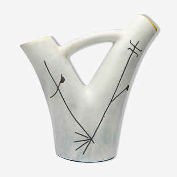 vase with double white and yellow collar, 60s