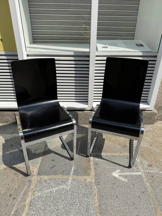 "Klass" designer chairs - wenge wood and chrome legs