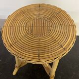 Small vintage rattan side table