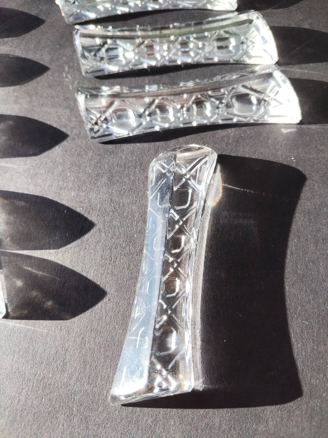 Set of 12 lead crystal knife rests