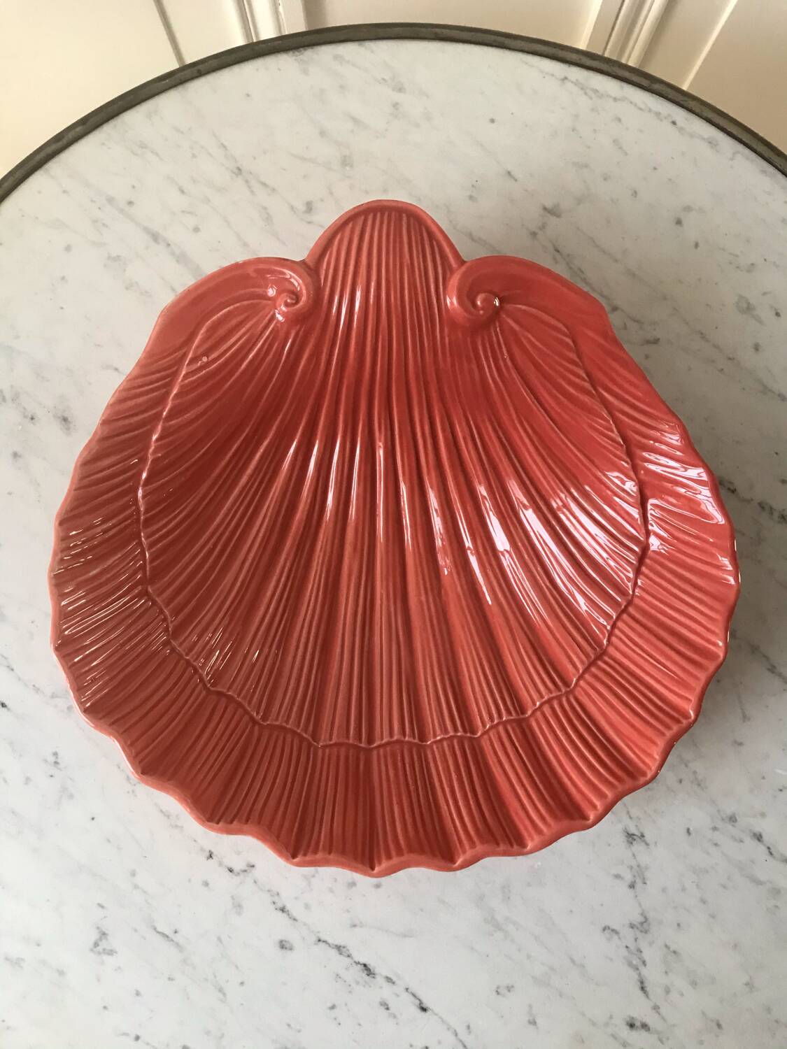 Large pink shell dish Made in Italy vintage