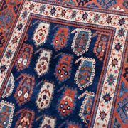 Handmade antique Caucasian Kazak rug 4.1' x 6.3' (125cm x 192cm) 1870s - 1B665