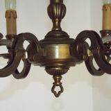 French Mid Century Brass & Copper 6 Light Traditional Style Chandelier 5571