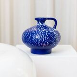 Deep cobalt blue glazed ceramic vase by VEB Haldensleben, mid-century 1960s Fat Lava style