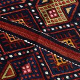 Navy Blue Orange Square Antique Kilim Rug, 128x128Cm