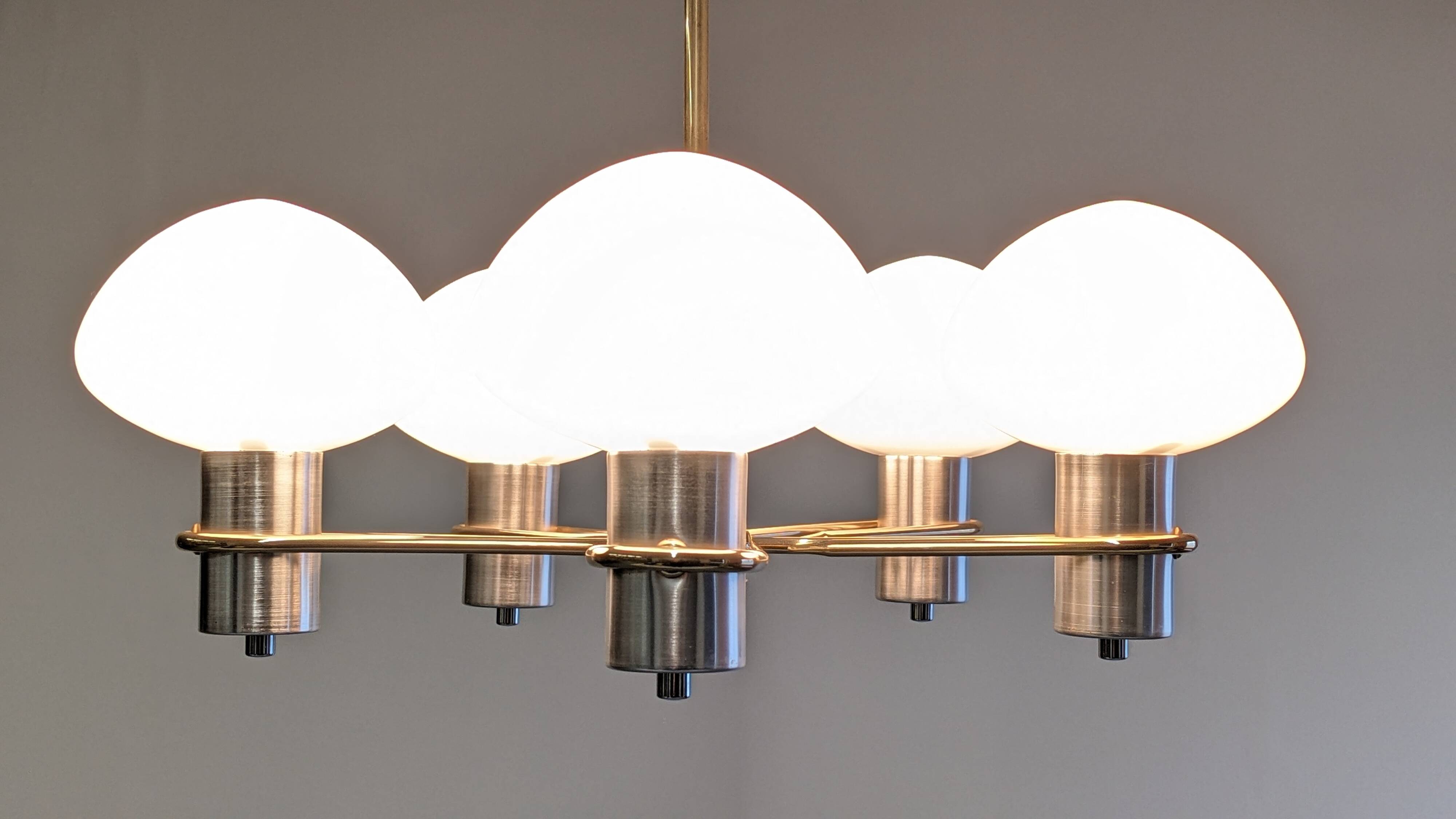 Space age chandelier with 5 lights from the 60s/70s