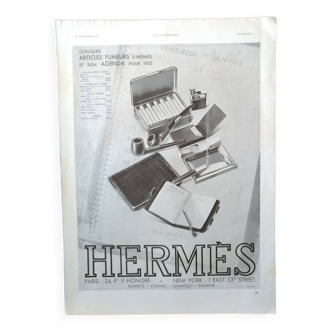 A vintage paper advertisement from 1931: hermès smoking articles