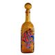Vintage orange glass decanter / bottle with stopper, textured glass mdina
