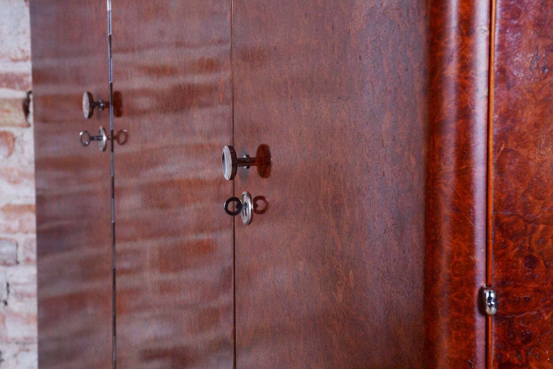 Art Deco Wardrobe in Mahogany attributed to J. Halabala for Up Zavody, Czech, 1920s