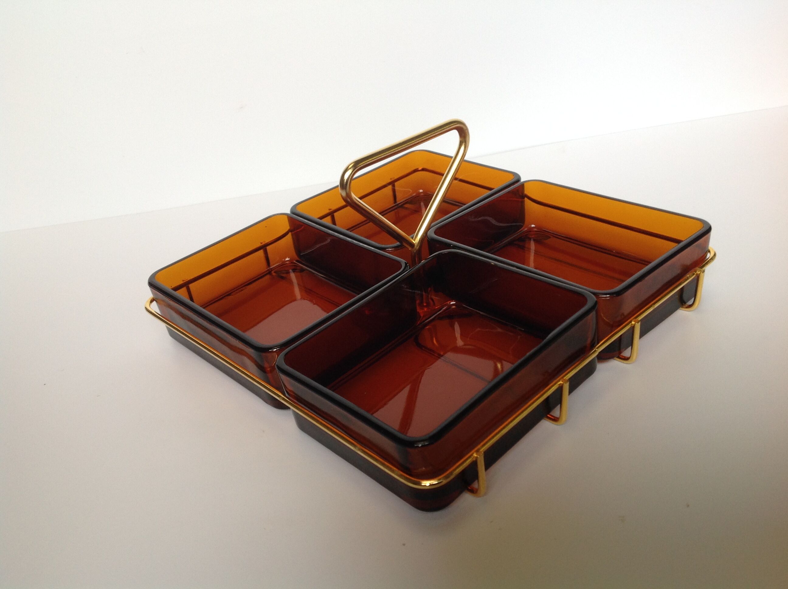 Glass and gold metal aperitif tray