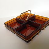 Glass and gold metal aperitif tray